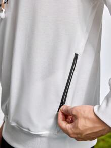 In My Nature Men's Casual Letter Printed Drawstring Hooded Outdoor Sweatshirt - White - View 8