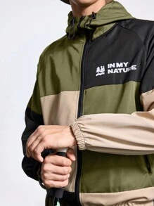 In My Nature Hooded Color Block Zipper Casual Outdoor Jacket With Long Sleeves - Multicolor - View 4