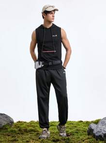 In My Nature 男士夏季字母印花抽绳连帽休闲户外上衣 - 黑色 - 查看 9