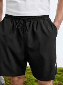 In My Nature Men's Printed Simple Outdoor Casual Shorts Black Shorts - Black - View 9