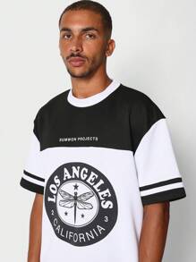 SUMWON Camiseta con estampado gráfico de bloque de color de Los Ángeles - Blanco - Ver 3