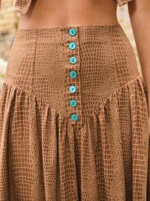 COSMINA Ladies' Solid Color Simple Daily Skirt - Coffee Brown - View 6