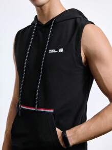 In My Nature 男士夏季字母印花抽绳连帽休闲户外上衣 - 黑色 - 查看 10