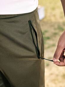 In My Nature Solid Color Outdoor Summer Shorts With Pockets - Army Green - View 4