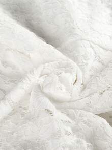 Long Sleeve Round Neck Double-Layer Hem Elegant Wedding Dress, Extended Length