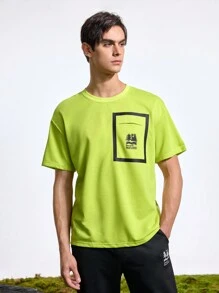 In My Nature Men's Simple Printed Round Neck Short Sleeve Outdoor T-Shirt - Yellow - View 3