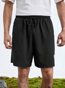 In My Nature Men's Printed Simple Outdoor Casual Shorts Black Shorts - Black - View 3