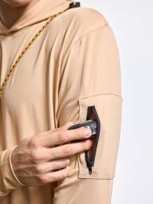 In My Nature 男士休闲连帽长袖运动衫，适合户外活动 - 卡其色 - 查看 4