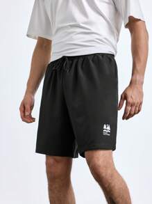 In My Nature Men's Printed Simple Outdoor Casual Shorts Black Shorts - Black - View 10