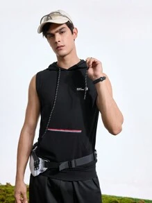 In My Nature 男士夏季字母印花抽绳连帽休闲户外上衣 - 黑色 - 查看 7