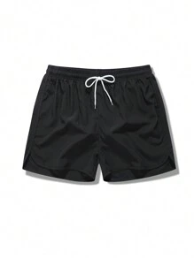 Manfinity Sport Corelite Boyfriend Style Men's Solid Color Drawstring Split Hem Sports Shorts For Summer Workout Short - Multicolor - View 3