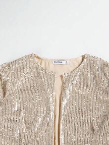 Plus Size Women's Glitter Long Sleeve Jacket Cardigan Top