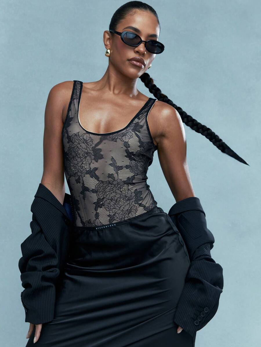 MISSGUIDED Lace Bodysuit - Black - View 1