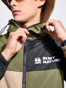 In My Nature Hooded Color Block Zipper Casual Outdoor Jacket With Long Sleeves - Multicolor - View 7