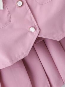 Conjunto de camiseta de niña preadolescente con moño y falda con volantes, femenino y dulce, para primavera/verano