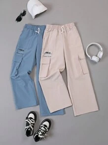 2pcs Tween Boy Casual Multi-Colored Sports & Outdoor Pants Set - Multicolor - View 1