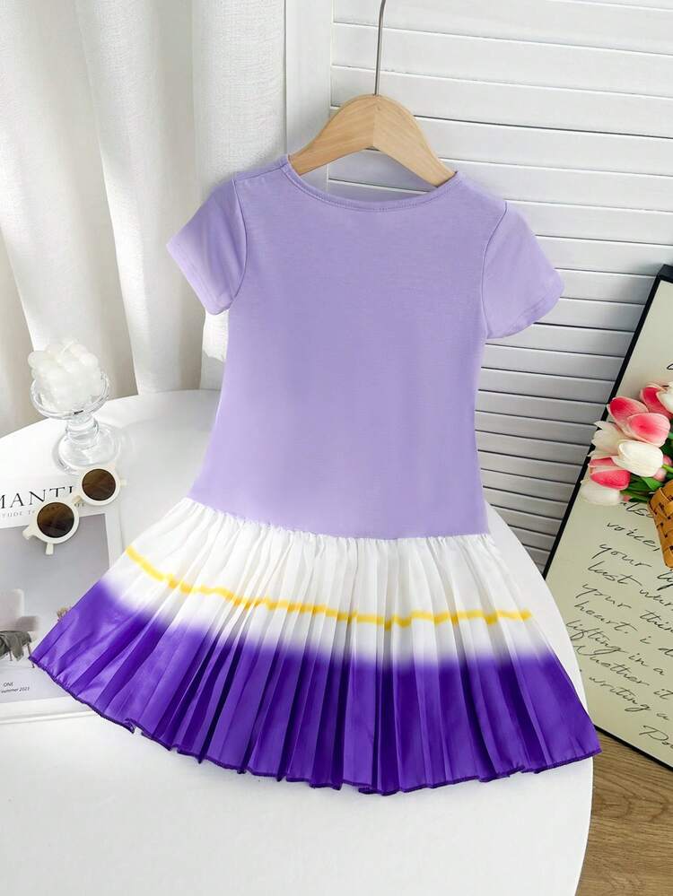 Girls' Casual Simple Style Purple Dress