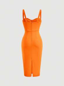 SHEIN Belle Solid Bustier Cami Dress - Burnt Orange - View 2