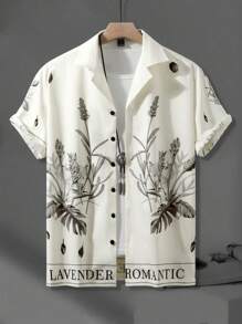 Manfinity RSRT Camisa casual de manga corta con estampado tropical y gráfico colorido para hombre, para vacaciones, regalo para el novio