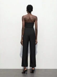 Maija Women's Strapless Jumpsuit With Contrasting Colored Tie-Front Design