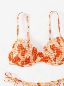 SHEIN Swim 女士夏季海滩扎染性感比基尼套装，印花，随机，分离式比基尼套装 - 彩色 - 查看 5