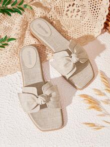 Styleloop Women Weave Concise Daily Flat Sandals  Boho Feels Vintage Frenchy Shoes Halloween Christmas Fall - Beige - View 1