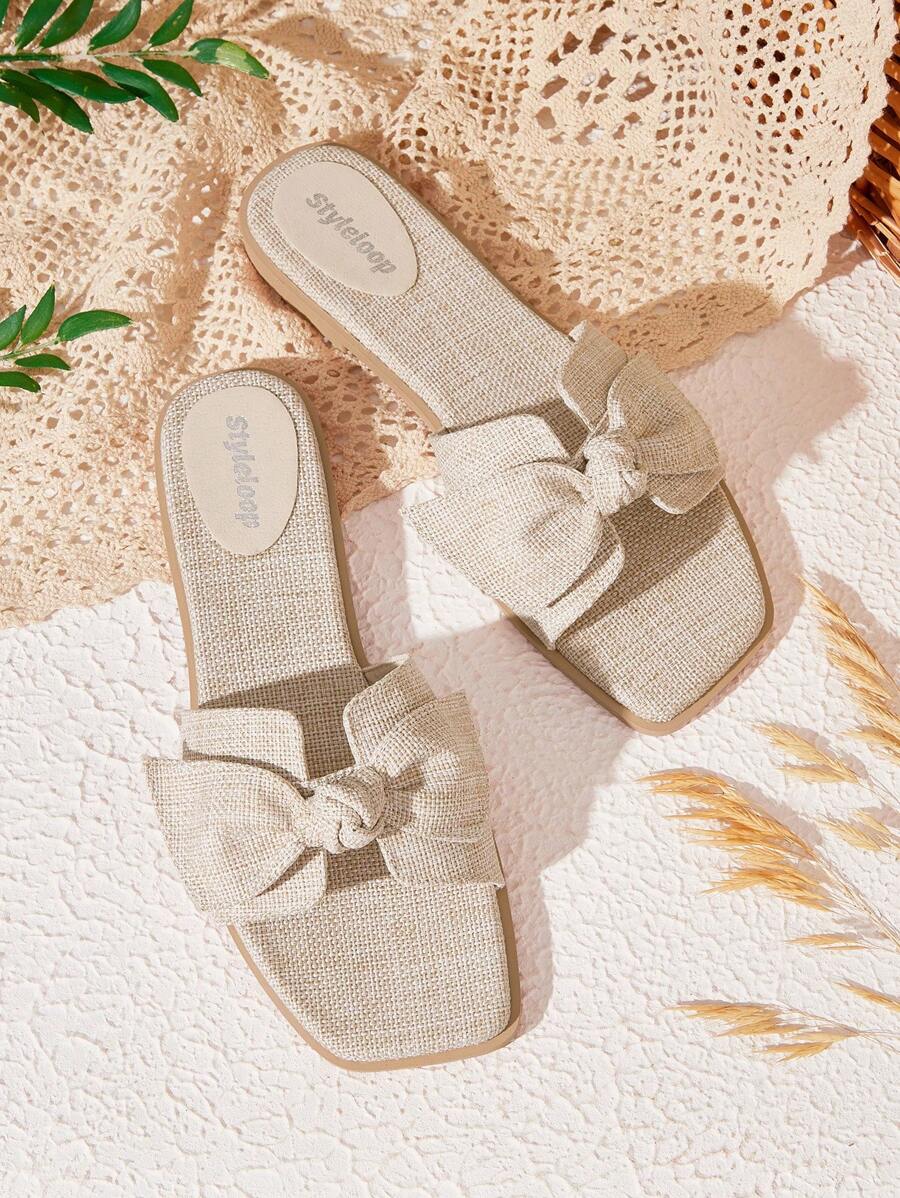 Styleloop Women Weave Concise Daily Flat Sandals  Boho Feels Vintage Frenchy Shoes Halloween Christmas Fall - Beige - View 1