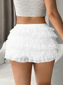 Sweetina 多層花邊拼接蛋糕低腰超短褲