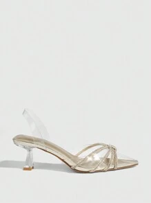 CUCCOO SZL 水晶装饰 PVC 高跟鞋，适合女士派对坏人时尚别致华丽风格万圣节圣诞节迪斯科派对性感夜晚秋季 - 金色 - 查看 4