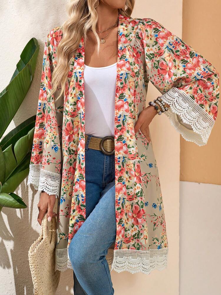 Floral Lace Patchwork Loose Fit Women's Casual Summer Top