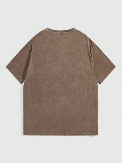 T-shirt d'été décontracté pour hommes imprimé tête de mort à manches courtes avec impression de lettres, col rond