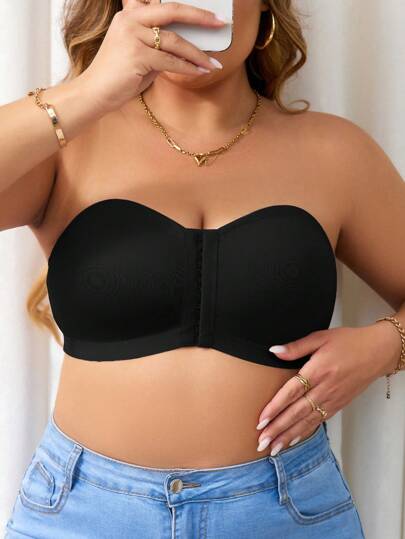 大尺碼前扣無鋼圈無肩帶胸圍，1件入組