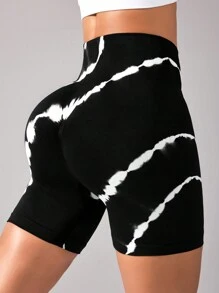 Easithlete Shorts deportivos sin costuras blancos/negros, shorts de ciclista