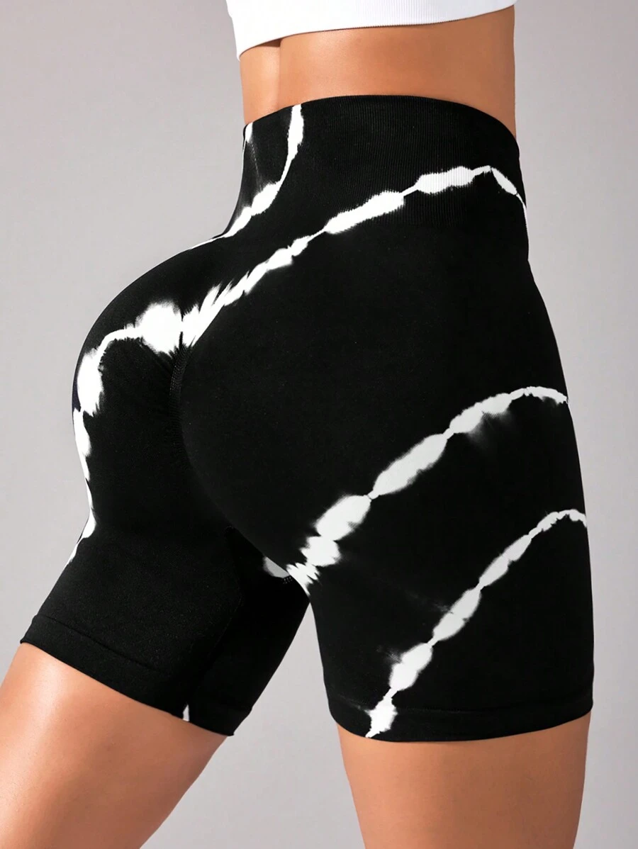 Easithlete Shorts deportivos sin costuras blancos/negros, shorts de ciclista