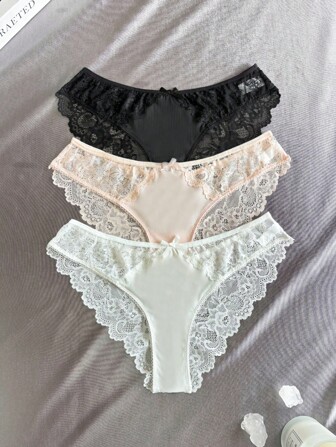3 件装低腰蕾丝内衣