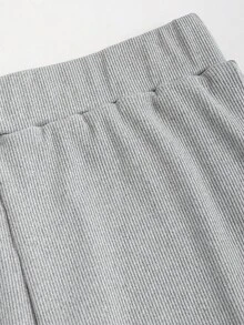 SHEIN Unity 夏季女士簡約休閒短上衣和短褲套裝 - 灰色 - 查看 3
