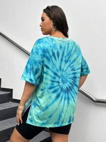 CovetEZ 大尺碼女士色斑印花V領短袖休閒T恤，附口袋，夏季款 - 彩色 - 查看 2