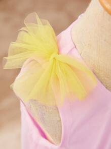 SHEIN Baby Girl Cute And Fashionable Big Bowknot Mesh Dress For Spring/Summer - Multicolor - View 6