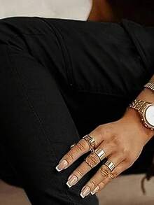 女式休闲纯色弹力紧身七分工装牛仔裤，秋季