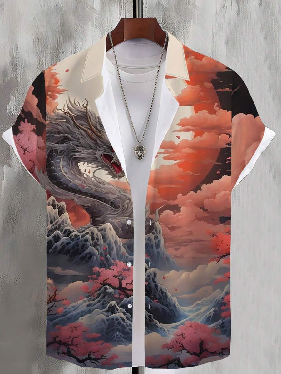 Men's Plus Size Printed Simple Daily Shirt - Multicolor - View 1