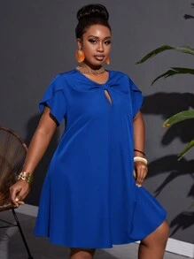 Slaydiva Dress Ukuran Plus - Biru - View 4