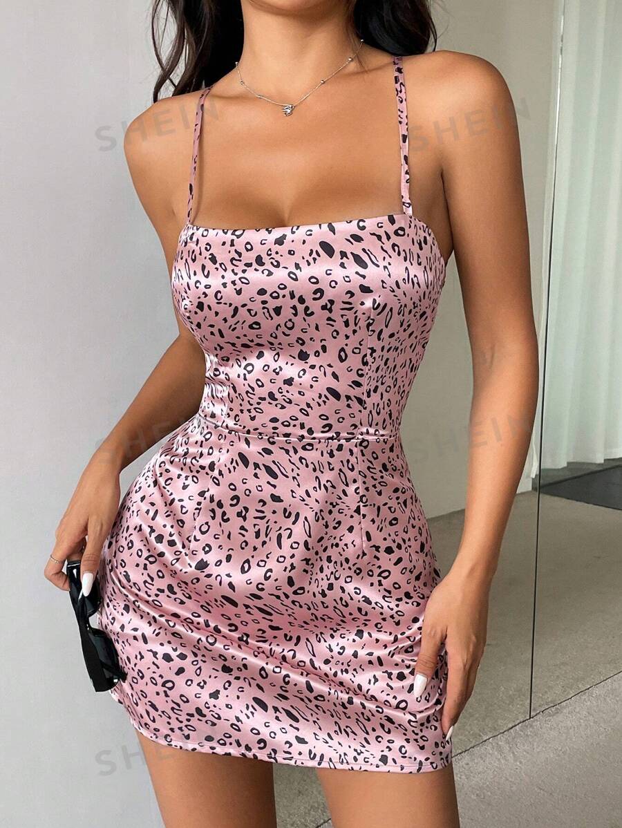 Flirla Vestido diario simple de mujer con estampado aleatorio