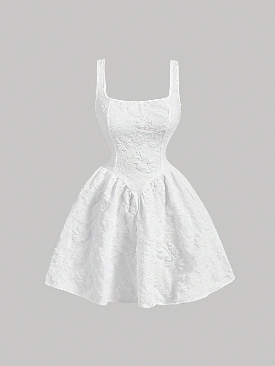 SHEIN MOD White Vintage Palace Style Jacquard Women's Dress Summer Women Dresses Brides Maid Dresses Back To School Clothes Bridal Shower Dress,White Graduation Dress