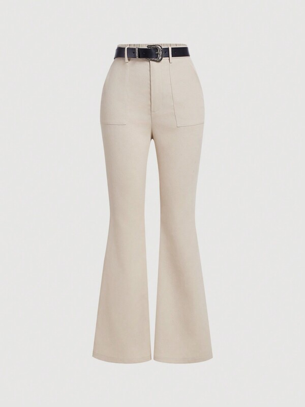 SHEIN MOD سراويل مرتدية بنمط أوروبي قديم بخصر أنيق مع حزام جلد للنساء، سراويل بوهو واسعة، إطلالة حفل، بتصميم "أموال قديمة"، ملابس رمضان