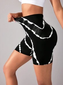 Easithlete Shorts deportivos sin costuras blancos/negros, shorts de ciclista