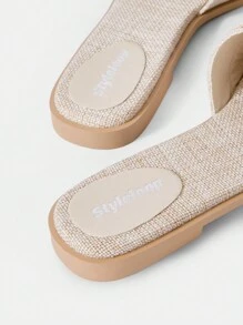 Styleloop Women Weave Concise Daily Flat Sandals  Boho Feels Vintage Frenchy Shoes Halloween Christmas Fall - Beige - View 5