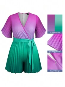 LONESS Plus Size Women's Simple Gradient Color Jumpsuit For Daily Wear - Multicolor - View 1