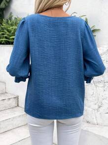 SHEIN LUNE 休閒寬鬆圓領3/4袖襯衫