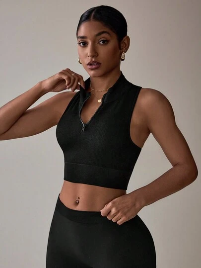 Women's Solid Color Simple Daily Wear Sleeveless Sports Bra