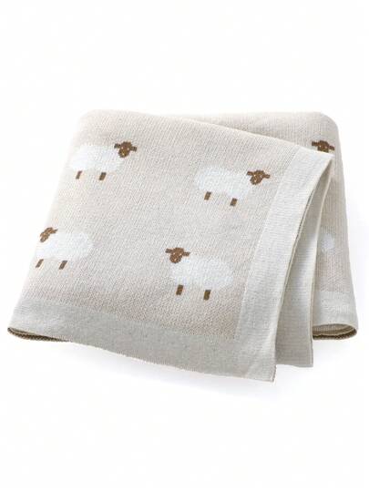 Baby Cartoon Printed Color Block Knitted Swaddle Blanket Love Valentine